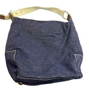 Gap Vtg Lg Y2K Denim Jean Zip Compartment Buckle Pockets Hobo Bag Purse Hippie